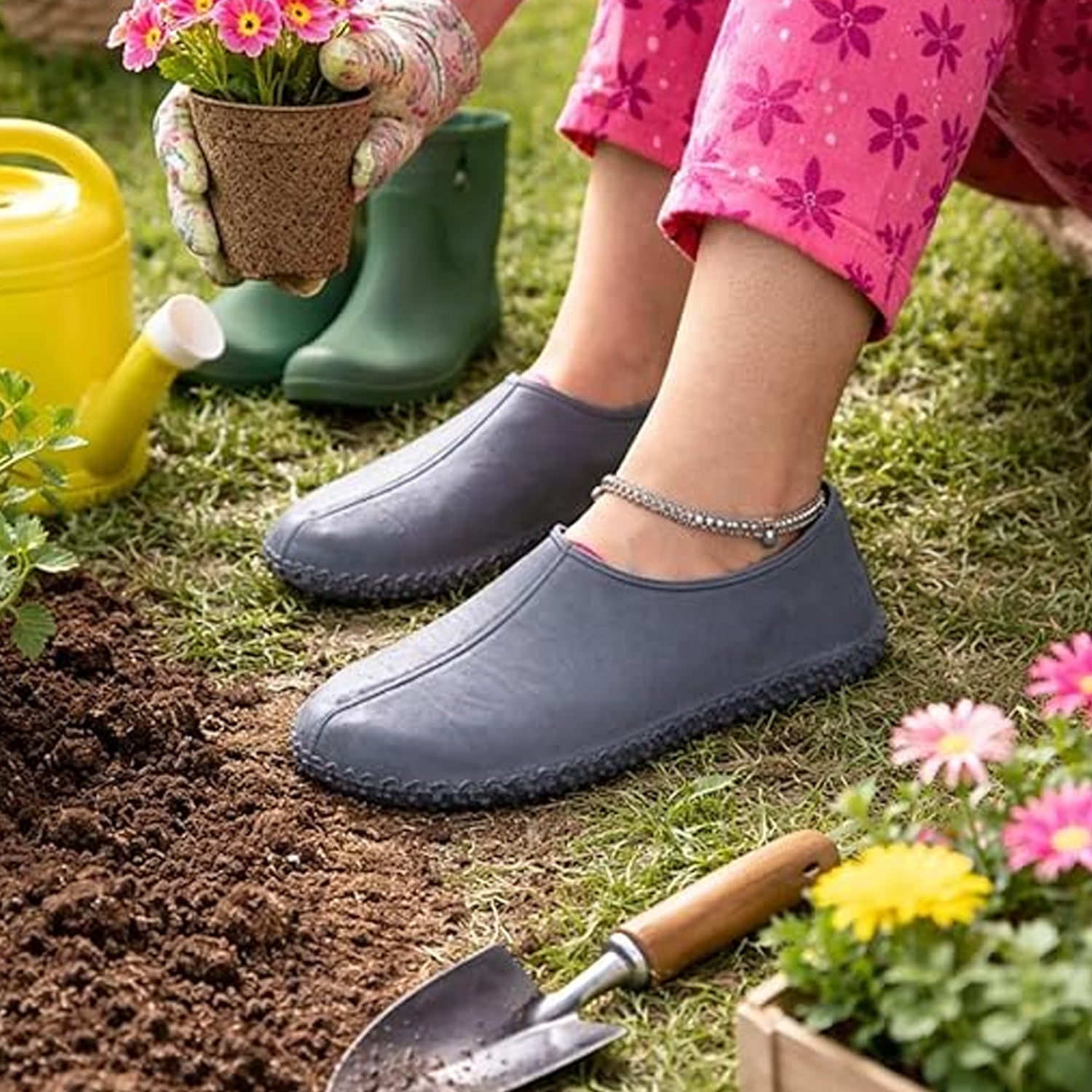 Waterproof Silicone Rain Shoe Cover 23 Cm Small Anti Slip Navy Blue (1 Pair)