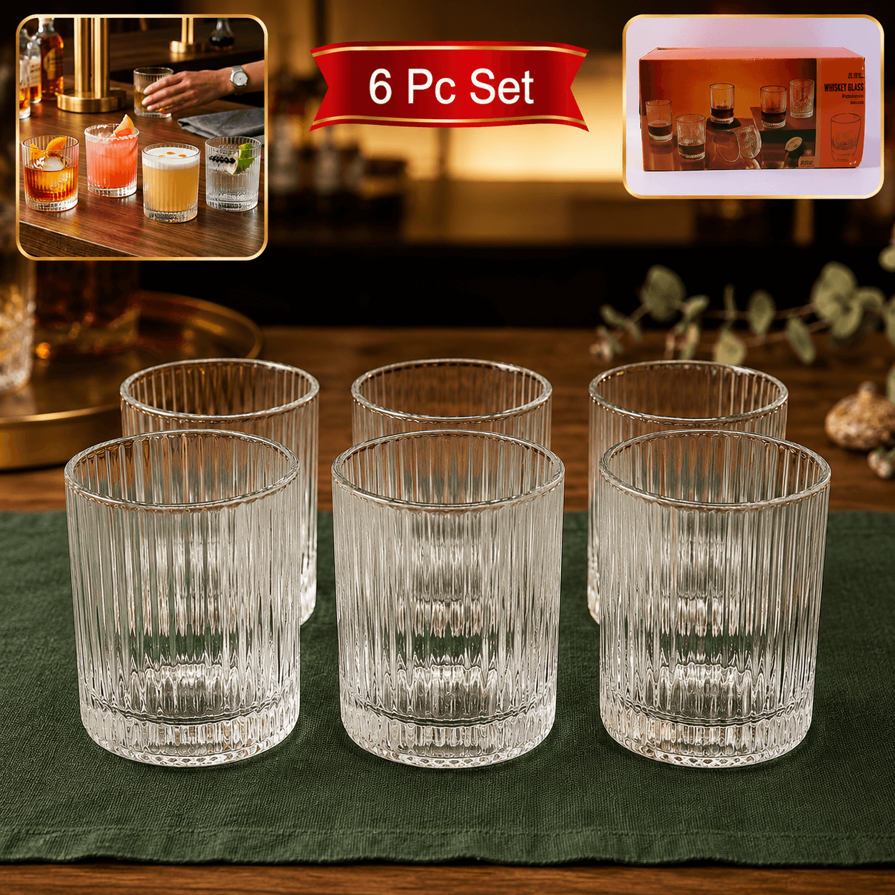 Premium Crystal Glass Tumbler (6 Pc Set 250 Ml Each)