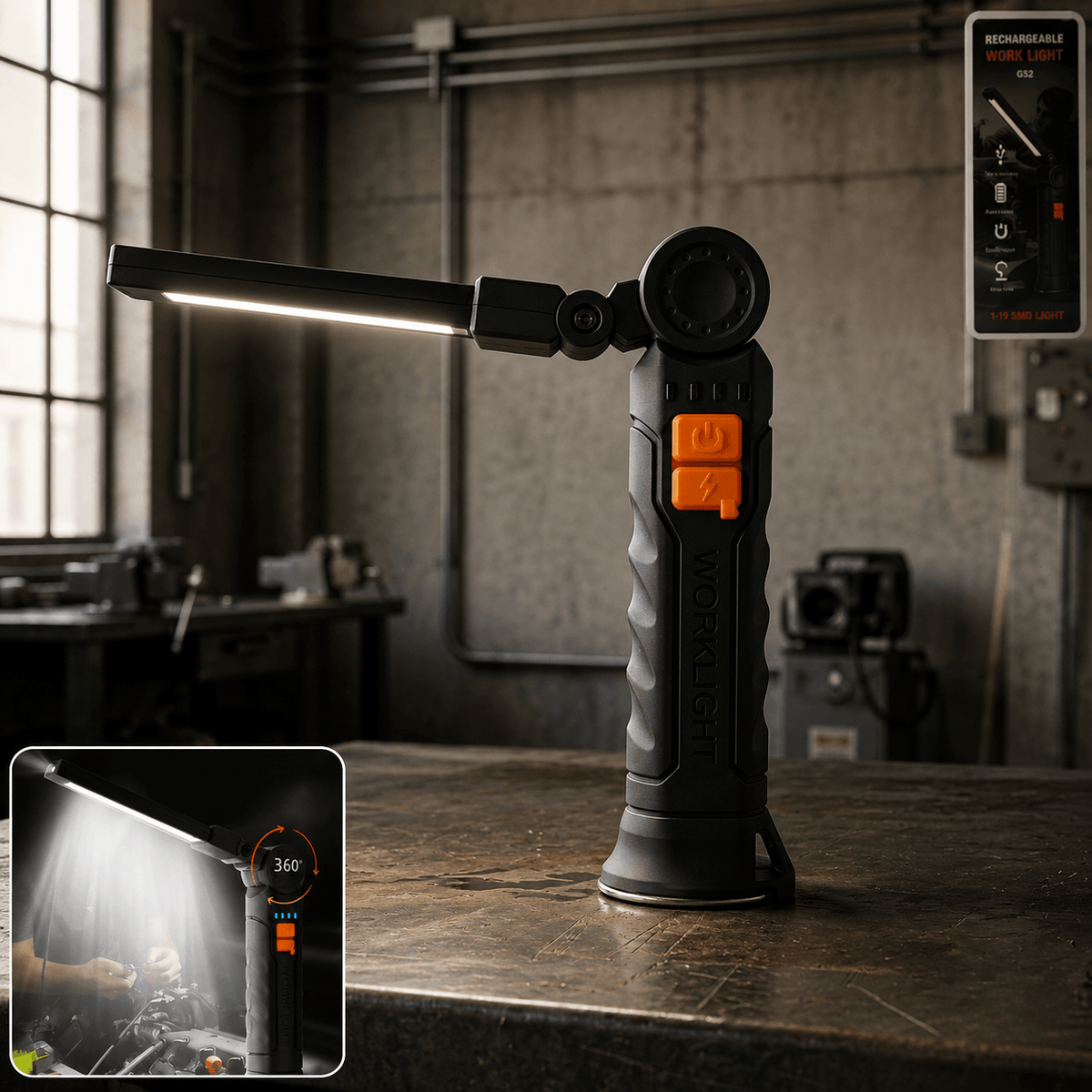 Rechargeable Adjustable Big Led Work Light (1 Pc)