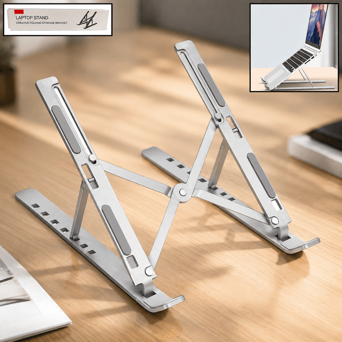 Metal Portable Laptop Stand With 7 Adjustable Angles (1 Pc)