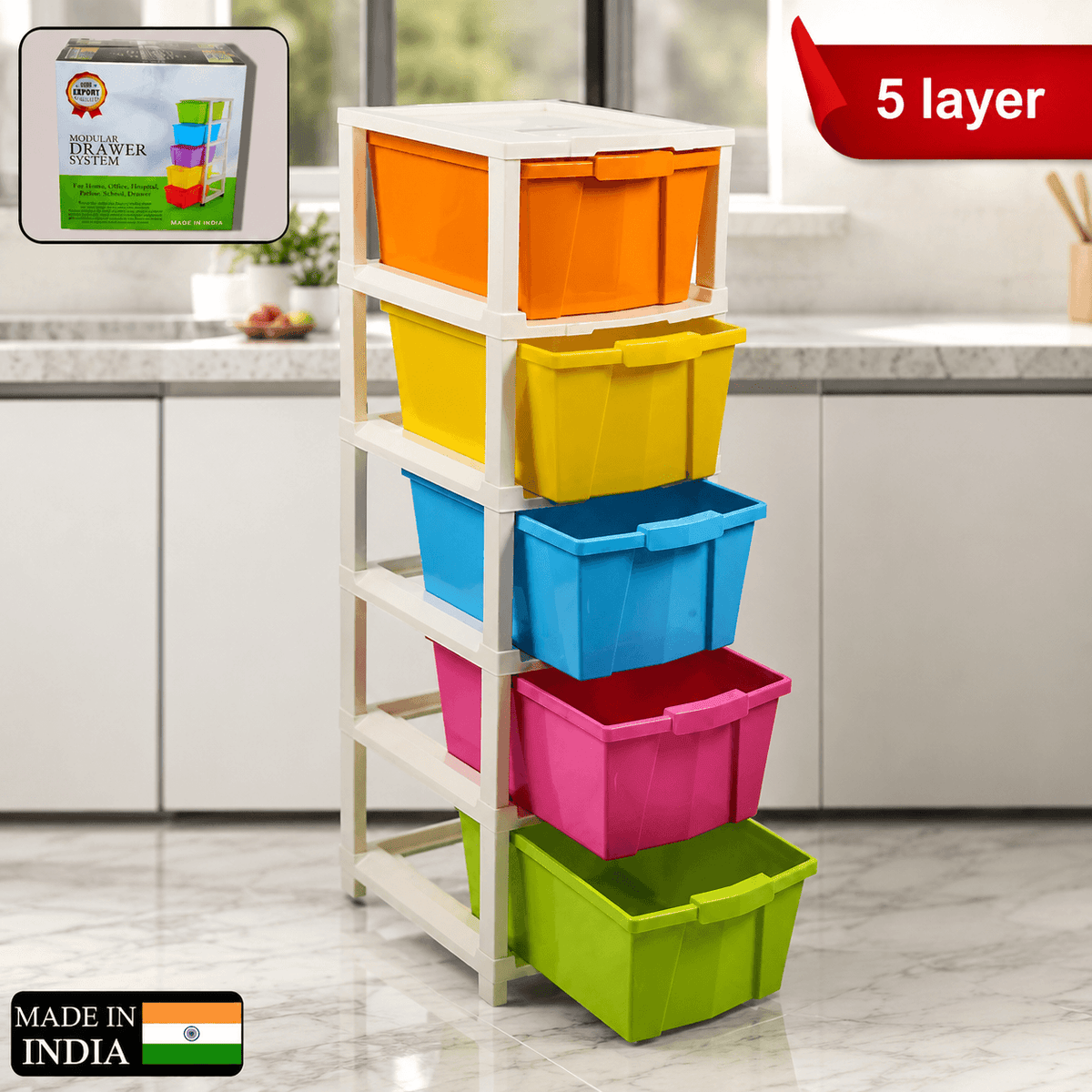 Multipurpose Modular Drawer Organizer Storage Box - 5 Layers
